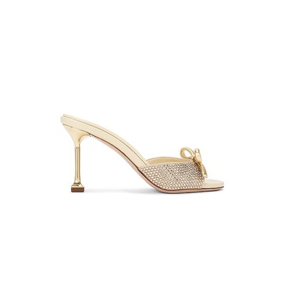 MIU MIU EMBELLISHED HEELED SANDALS IN BEIGE  MIU MIU EMBELLISHED HEELED SANDALS IN BEIGE